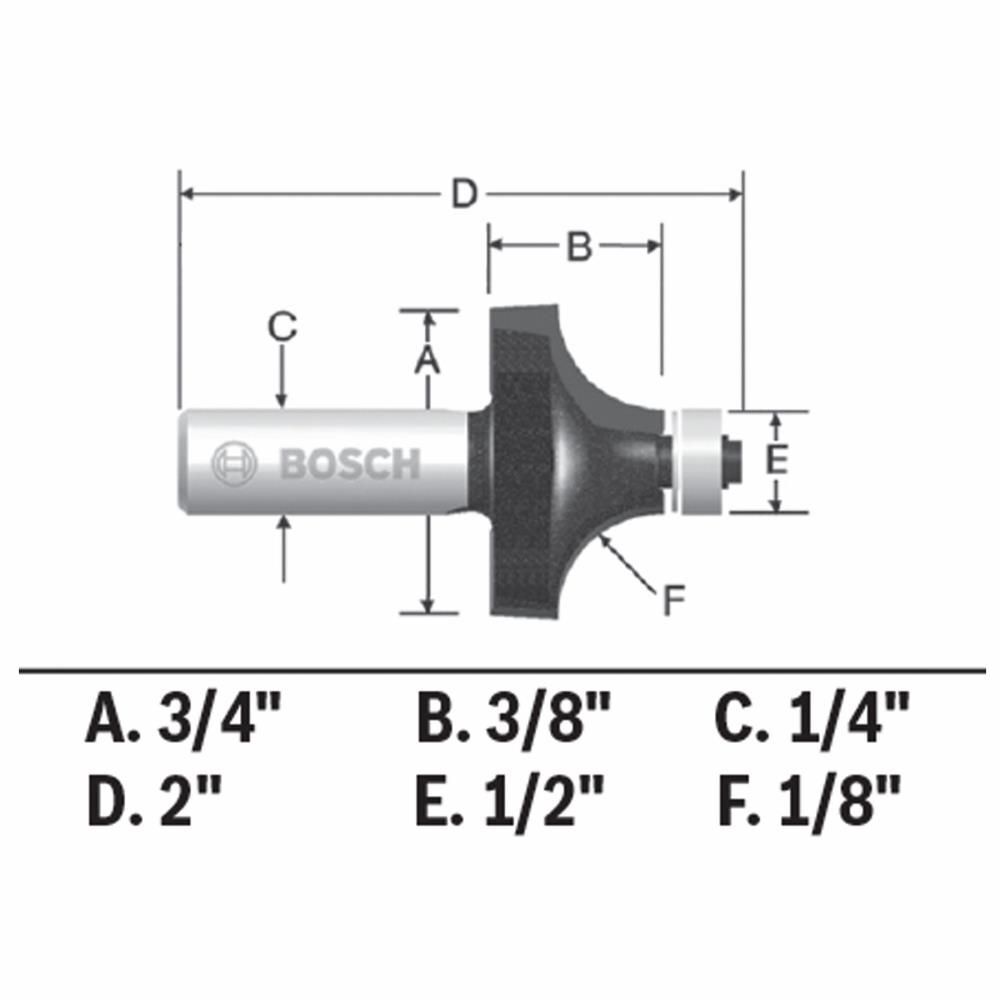 Bosch 1/8 Inch x 3/8 Inch Carbide Tipped Roundover Bit, large image number 6