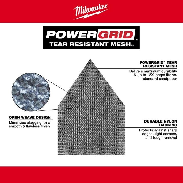 Milwaukee 220 Grit Mesh Sanding Sheets for M12 Orbital Detail Sander 12pk, large image number 3