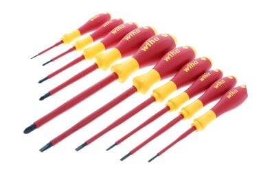 Wiha Insulated Cushion Grip Slotted Screwdriver Set 10 Piece