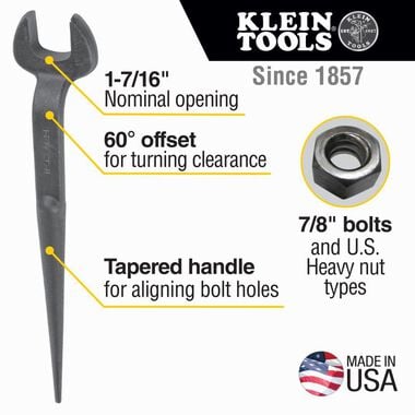 Klein Tools Spud Wrench1-7/16in Heavy Nut, large image number 1