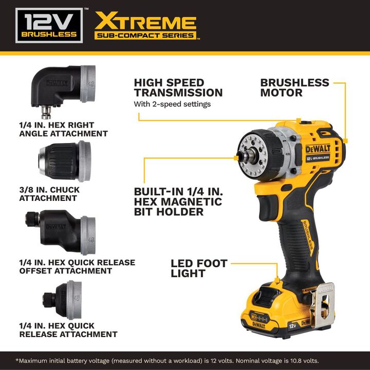 DEWALT XTREME 12V MAX 5 in 1 Drill/Driver Brushless Cordless Kit, large image number 2