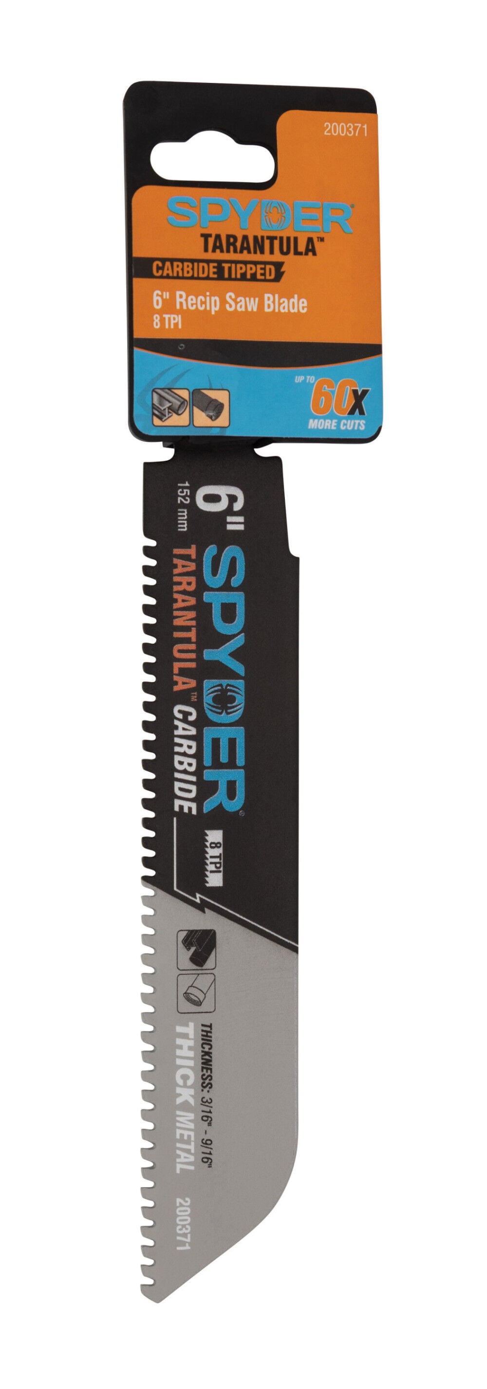 Spyder 6 Inch 8 TPI Metal Cutting Carbide Toothed Reciprocating Saw Blade, large image number 6