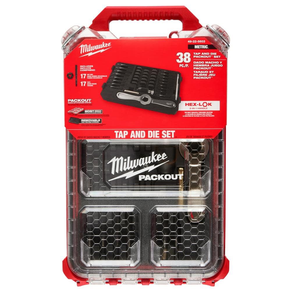 Milwaukee Metric Tap Die PACKOUT 38pc Set with Hex LOK 2 in 1