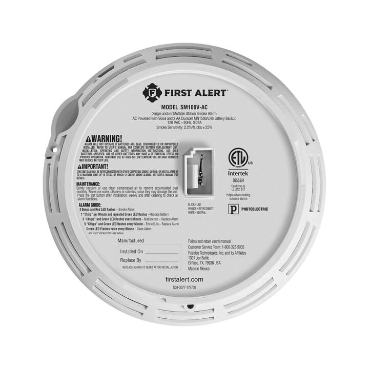 First Alert BRK SM100V-AC Hardwire Smoke Alarm with Battery Backup 1 Pack, large image number 4
