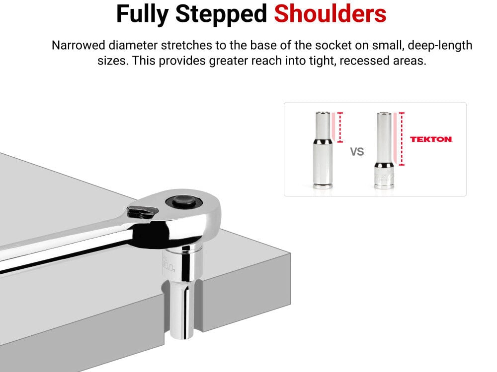 Tekton 3/8 Inch Drive Semi-Deep 6 Point Sockets, Rail, 1/4 - 1 Inch, 15 Pieces, large image number 3