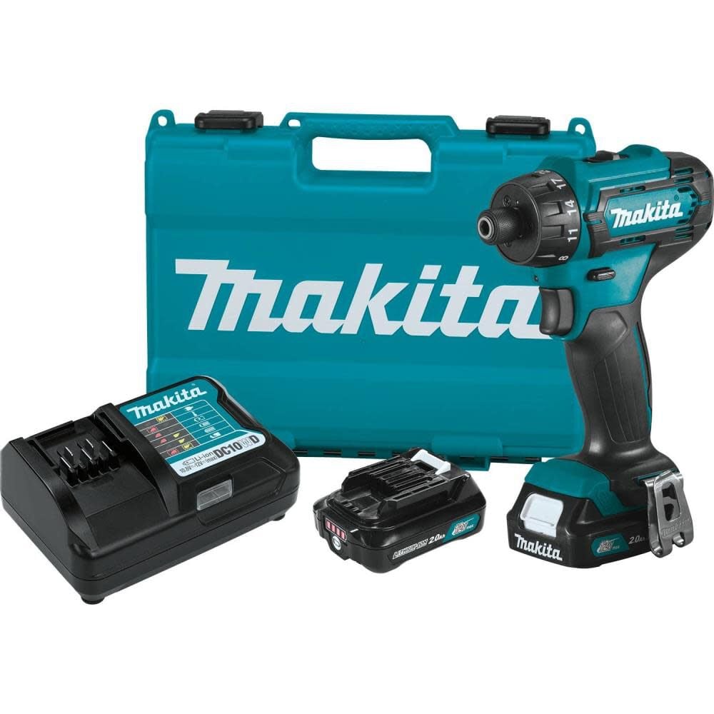 Makita 12V max CXT Lithium-Ion Cordless 1/4 In. Hex Driver-Drill Kit (2.0Ah) – FD10R1