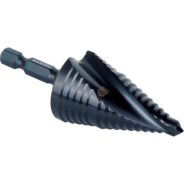 Klein Tools 7/8in to 1-1/8in Quick Release Sprial Flute Step Drill Bit, large image number 12