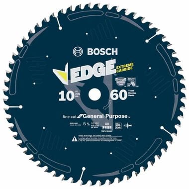 Bosch 10 In. 60 Tooth Edge Circular Saw Blade for Fine Finish, large image number 0