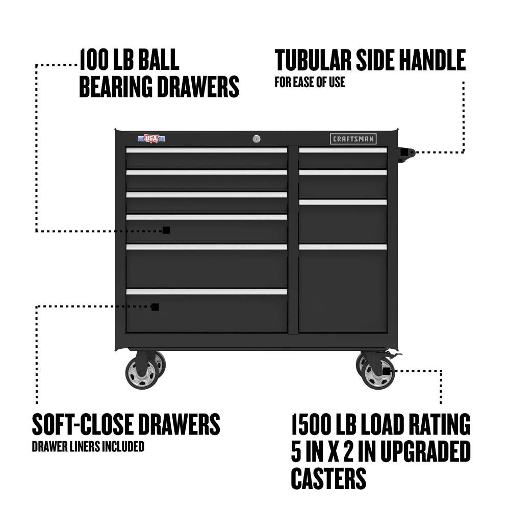CRAFTSMAN S2000 41 Inch 10-Drawer Rolling Tool Cabinet, large image number 3