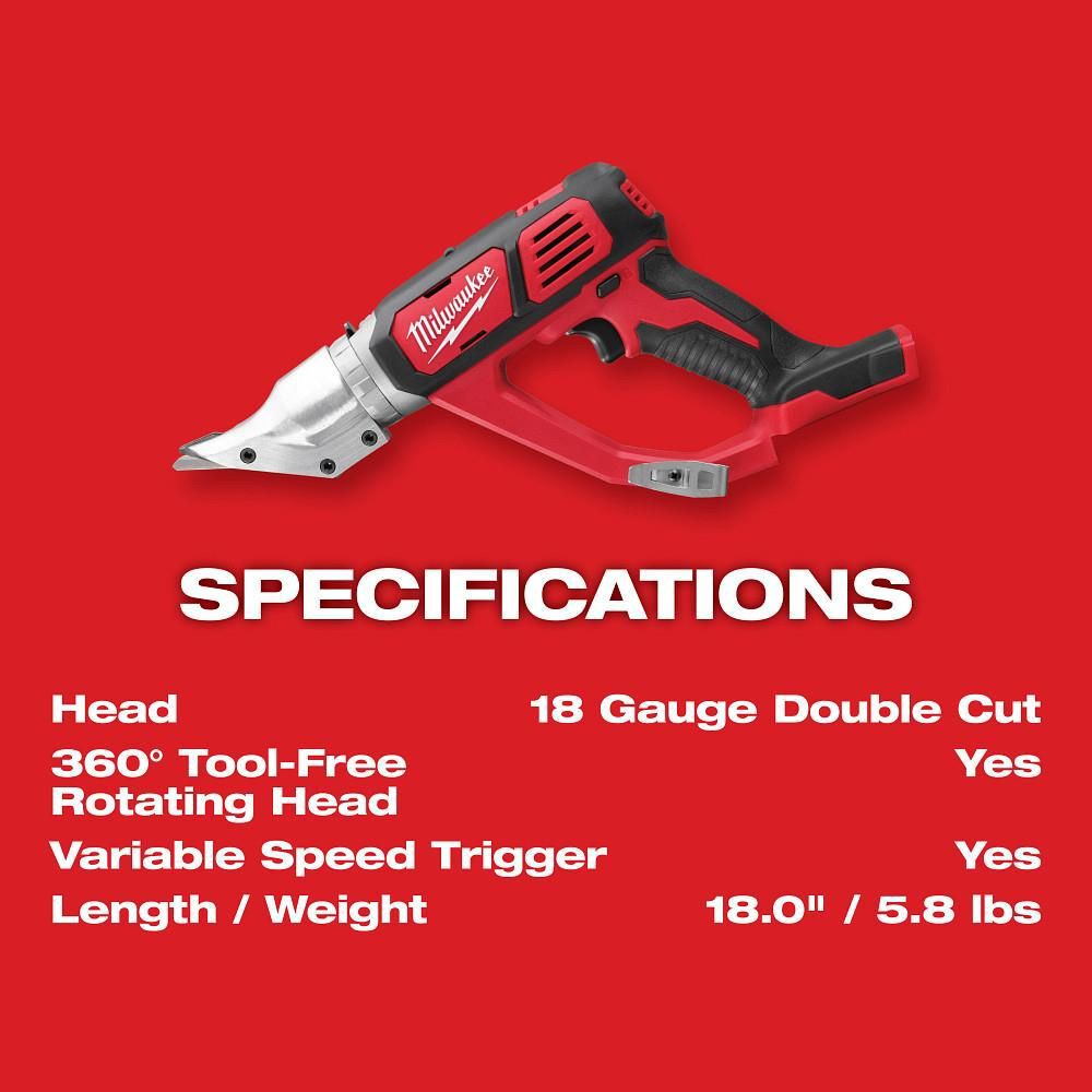 Milwaukee M18 Cordless 18 Gauge Double Cut Shear (Bare Tool) 2635 