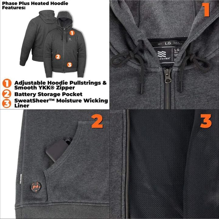 Mobile Warming Men's 7.4V Phase Plus 2.0 Heated Hoodie, large image number 4