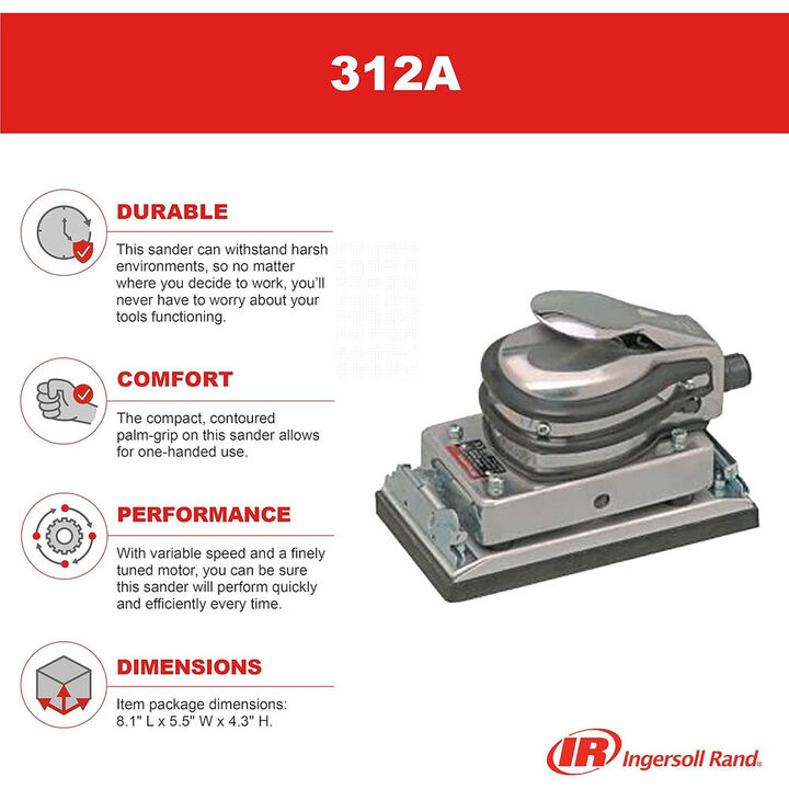 Ingersoll Rand 3.67 x 6.75 Inch Pad 0.3 HP 8000 Rpm 9 Cfm Air Orbital Sander, large image number 2
