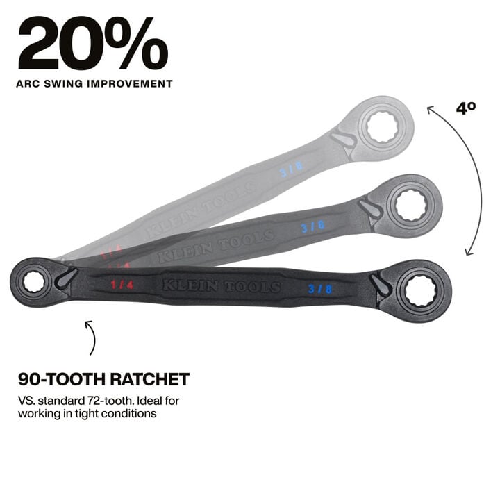 Klein Tools 4 in 1 Ratcheting Wrenches in Small & Medium Bundle, large image number 3