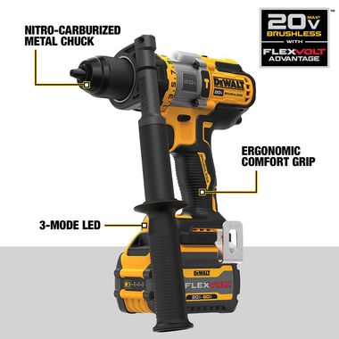 DEWALT 20V MAX 2 Tool Kit Including Hammer Drill/Driver with FLEXV Advantage, large image number 2