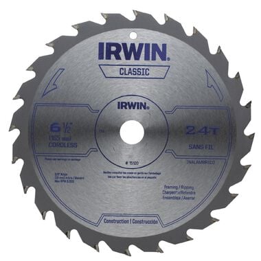 Irwin 6-1/2 In. 24 Tpi Cordless Classic Circular Saw Blade, large image number 0