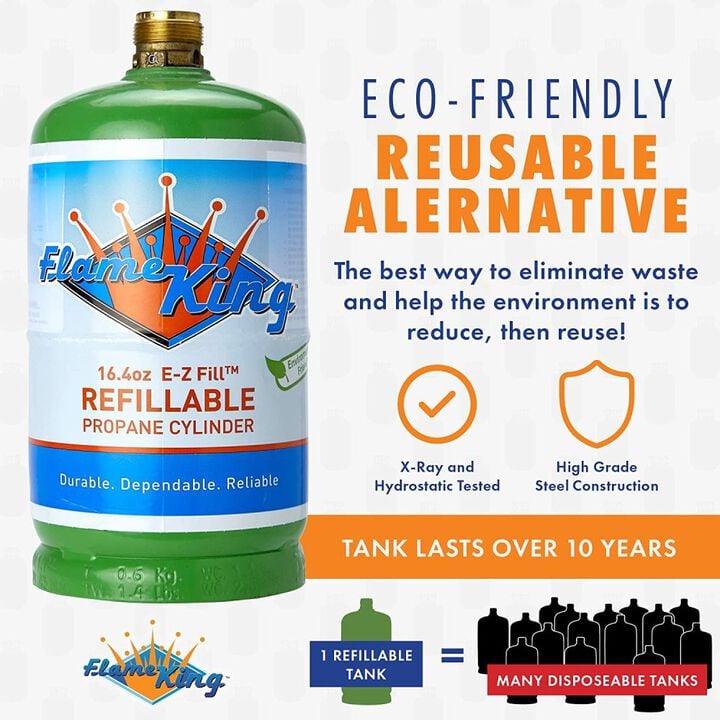 Flame King 1 lb Propane Cylinder Refillable Ships Empty, large image number 2