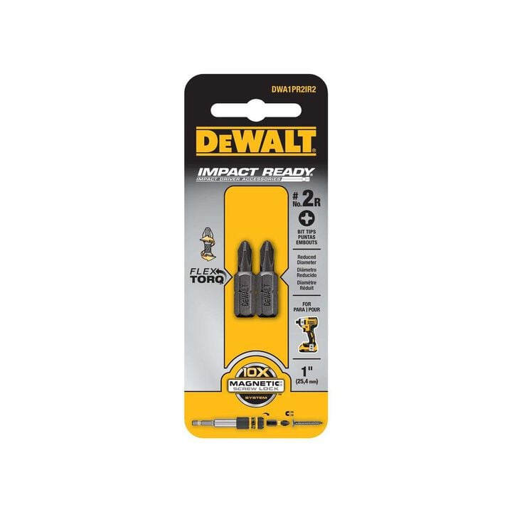 DEWALT 1in Phillips Reduced No.2 Impact Ready 2pk