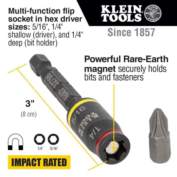 Klein Tools 3 in 1 Impact Flip Socket, large image number 1