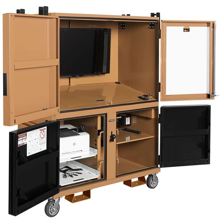 Knaack DataVault 150 Lbs Steel Mobile Digital Plan Station with 40 Inch TV Monitor & Laser Printer, large image number 2