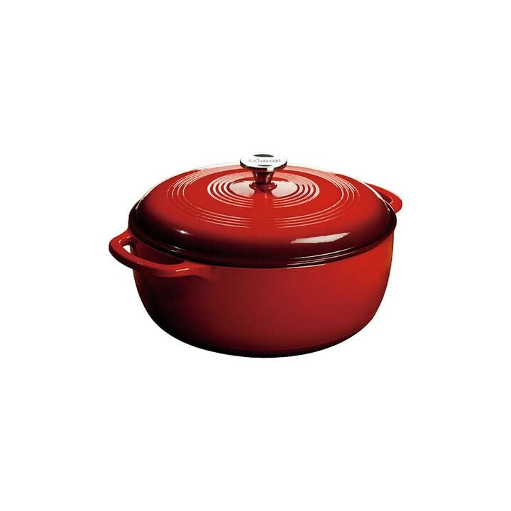 Lodge Cast Iron 7.5 Qt 11.5 Inch Red Essential Enamel Cast Iron Dutch Oven, large image number 8