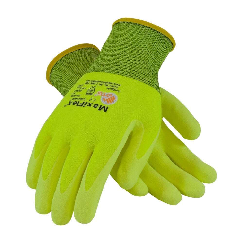 Protective Industrial Products Hi-Vis Yellow MaxiFlex Ultimate Nylon/Elastane Gloves 12 Pairs, large image number 2