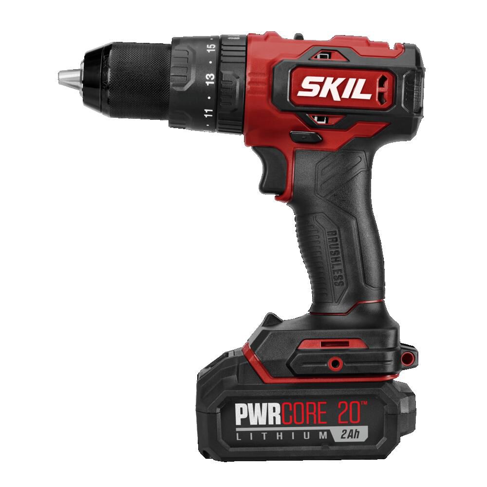 SKIL PWRCore 20 Brushless 20V 1 2 Hammer Drill Kit PWRJUMP Charger HD529402 Acme Tools
