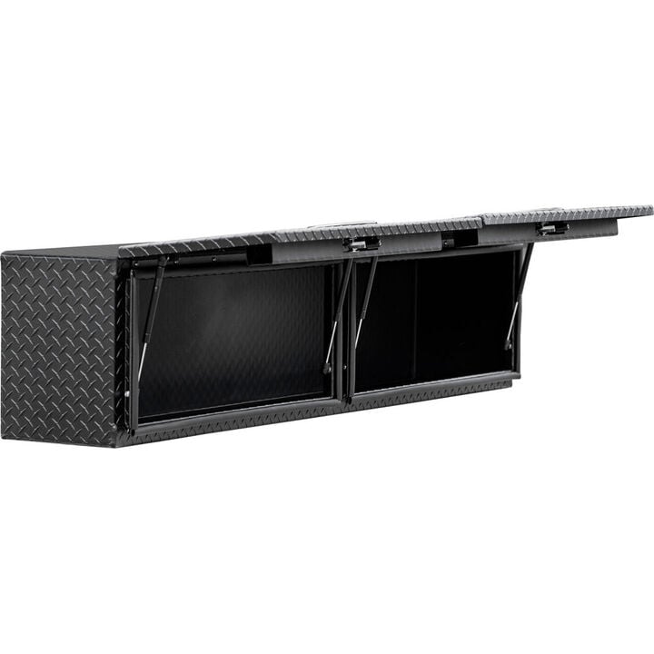Buyers Products Company 18x16x88 Inch Matte Black Diamond Tread Aluminum Topsider Truck Box with Flip-Up Doors, large image number 4