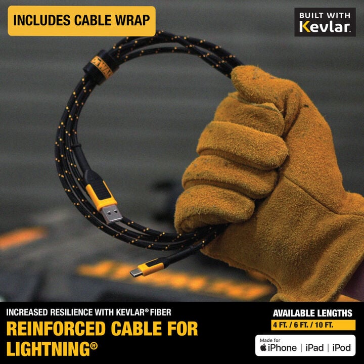 DEWALT Phone Charger Lightning Reinforced Braided Cord 6', large image number 2