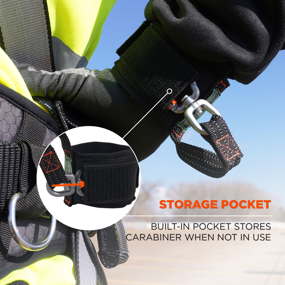 Ergodyne Squids 3122 Black Tool Lanyard - Wrist Pull-On Carabiner Anchor, large image number 6