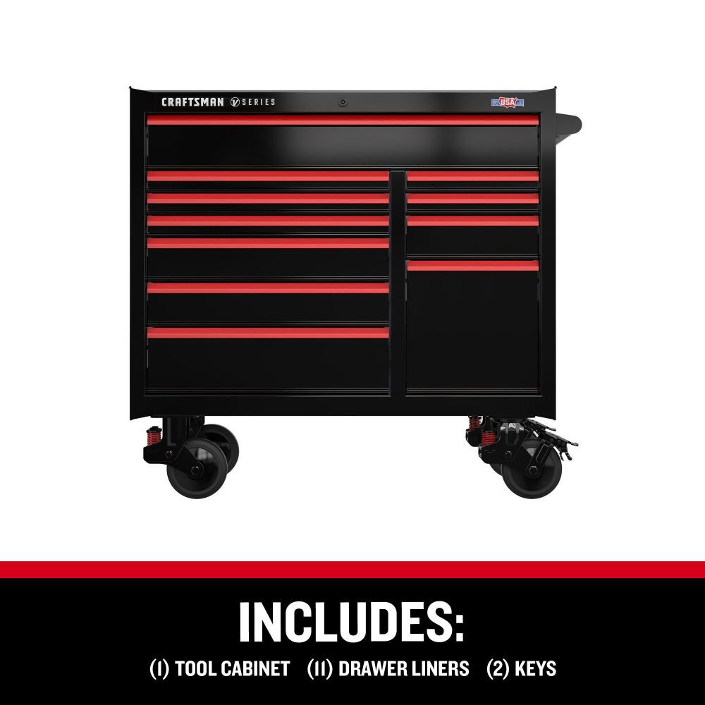 CRAFTSMAN V-SERIES 41 Inch Wide 11-Drawer Rolling Tool Cabinet, Black, large image number 8