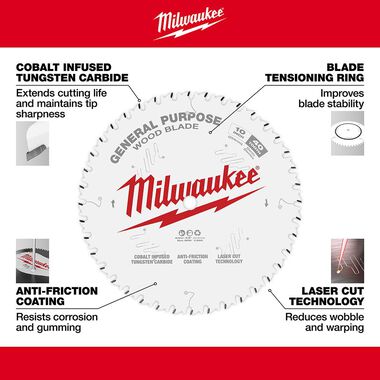 Milwaukee 10 in. 40T General Purpose Circular Saw Blade, large image number 3