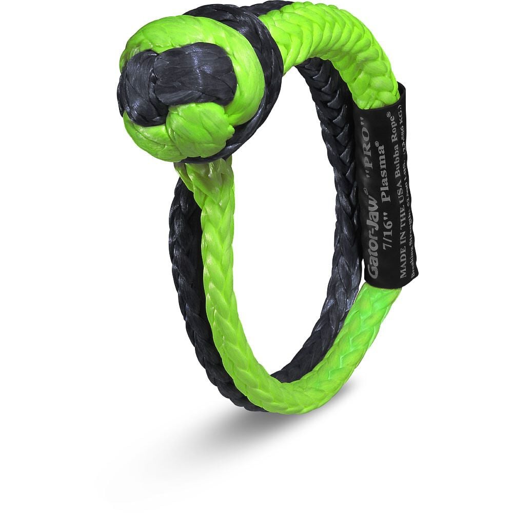 Bubba Rope 7/16 Inch Gator-Jaw PRO Synthetic Soft Shackle, Green and Black – 176745PROGB