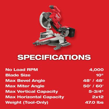 Milwaukee M18 FUEL HIGH DEMAND 10inch Miter Saw (Bare Tool), large image number 7