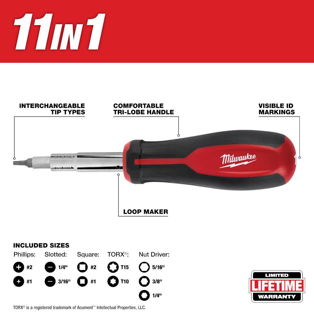 Milwaukee 11in1 Screwdriver SQ 48222761 Acme Tools