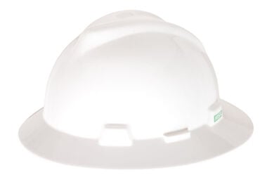 MSA Safety Works V Gard Slotted Full Brim Hard Hat White with Fas Trac III Suspension