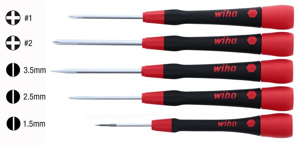 Wiha PicoFinish Slotted & Phillips Precision Screwdriver Set 5pc, large image number 4