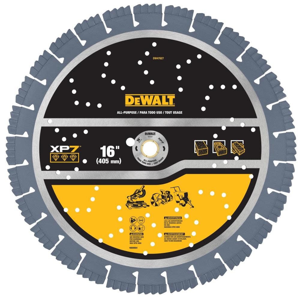 DEWALT XP7 All-Purpose 16 Inch Segmented Rim Diamond Blade for Fast and Smooth Cuts in General Purpose Concrete – DW47627