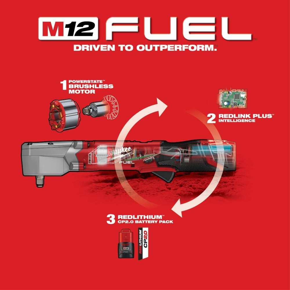 Milwaukee M12 FUEL 3/8inch Right Angle Impact Wrench Kit, large image number 7