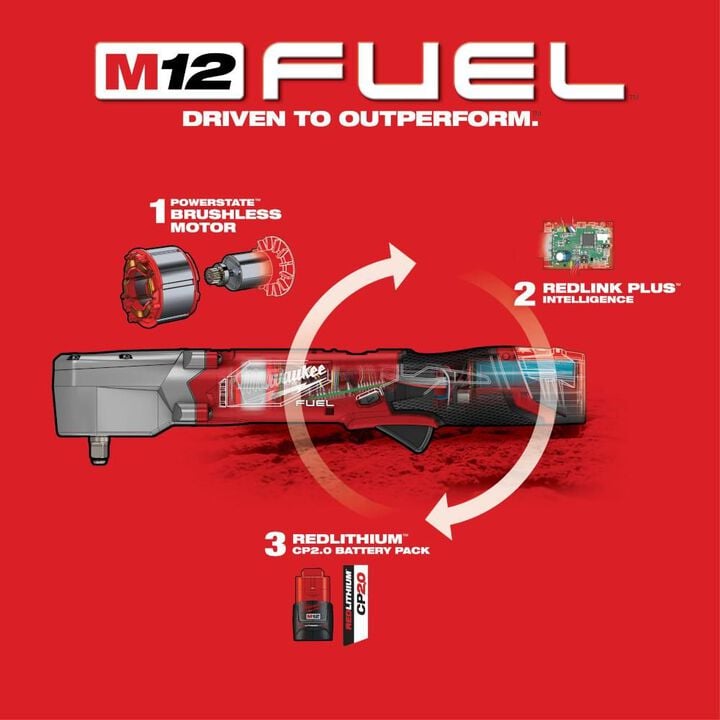 Milwaukee M12 FUEL 3/8inch Right Angle Impact Wrench Kit, large image number 6