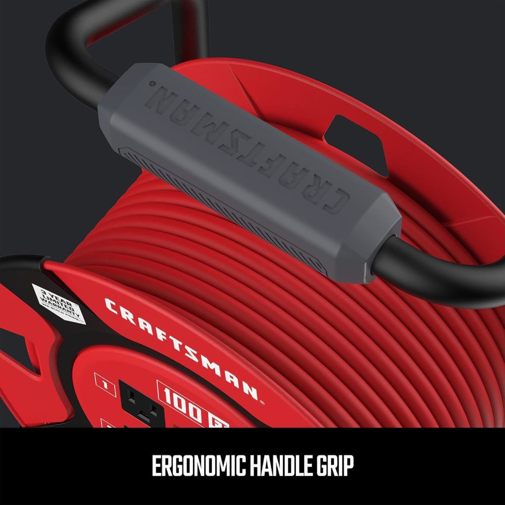 CRAFTSMAN 100 Foot Retractable Extension Cord Reel with 4 Outlets, large image number 4