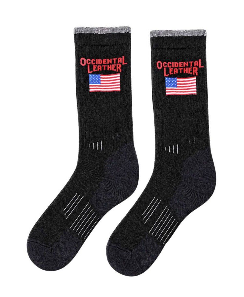 Occidental Leather Mid-Calf Oxy Flag Wool Socks Black Unisex Fits Sizes 8-13, large image number 1