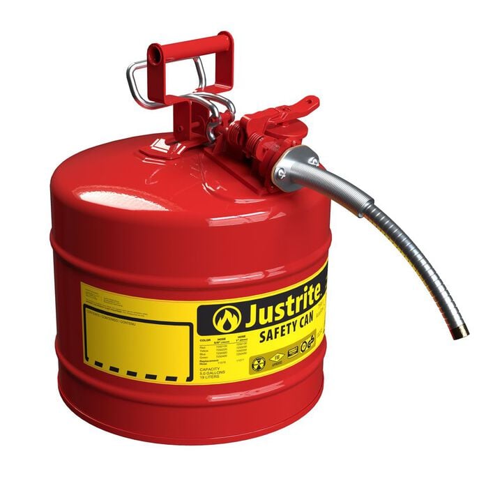 Justrite 5 Gal AccuFlow Steel Safety Red Gas Can Type II