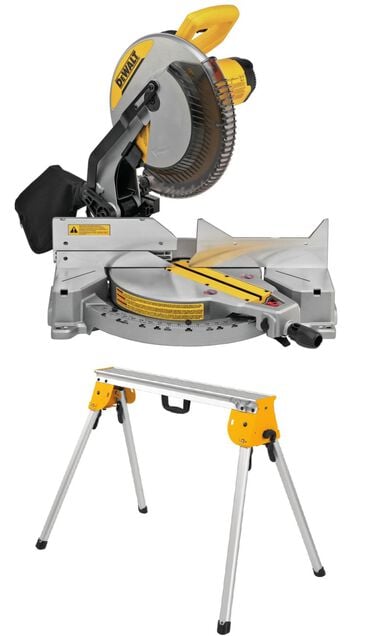 DEWALT 12-in 15-Amp Single Bevel Compound Miter Saw and Heavy Duty Work Stand with Miter Saw Mounting Brackets, large image number 0
