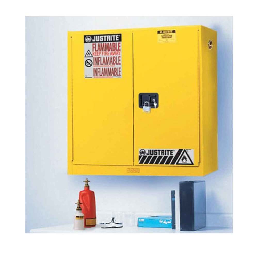 Justrite 20 Gallon Yellow Manual Close Flammable Cabinet, large image number 1