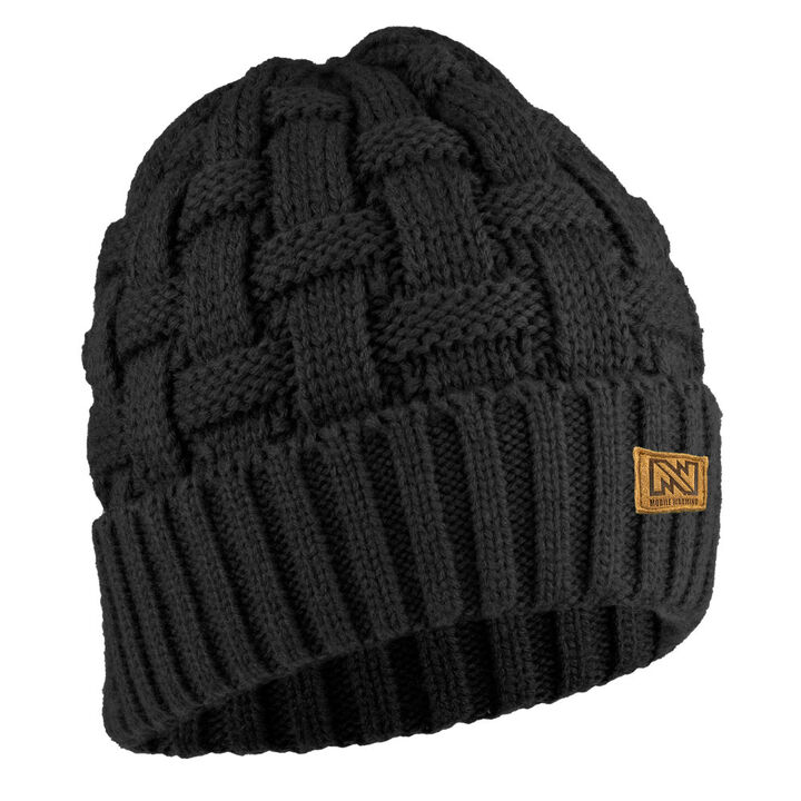 Mobile Warming Heated Cable Knitted Beanie Unisex Black One size