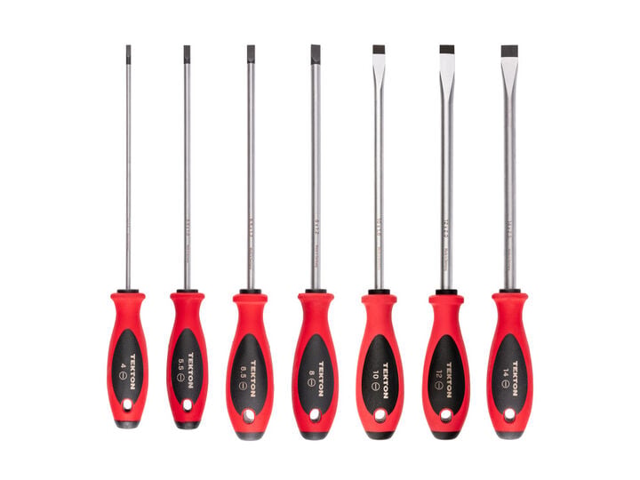 Tekton Slotted Screwdriver Set - 8 Inch Shanks 4 - 14 mm 7 Pieces, large image number 0