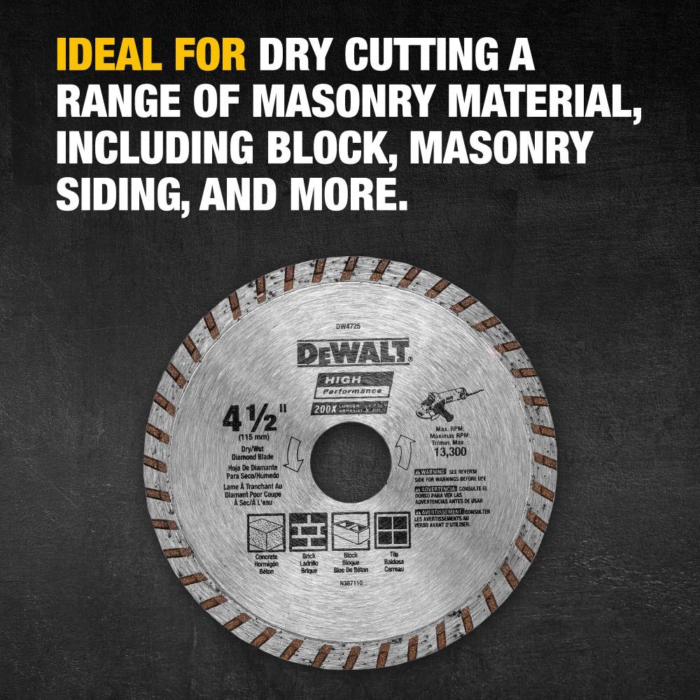 DEWALT HP4 1/2 Inch Turbo Rim Diamond Blade for Stone and Masonry, large image number 2
