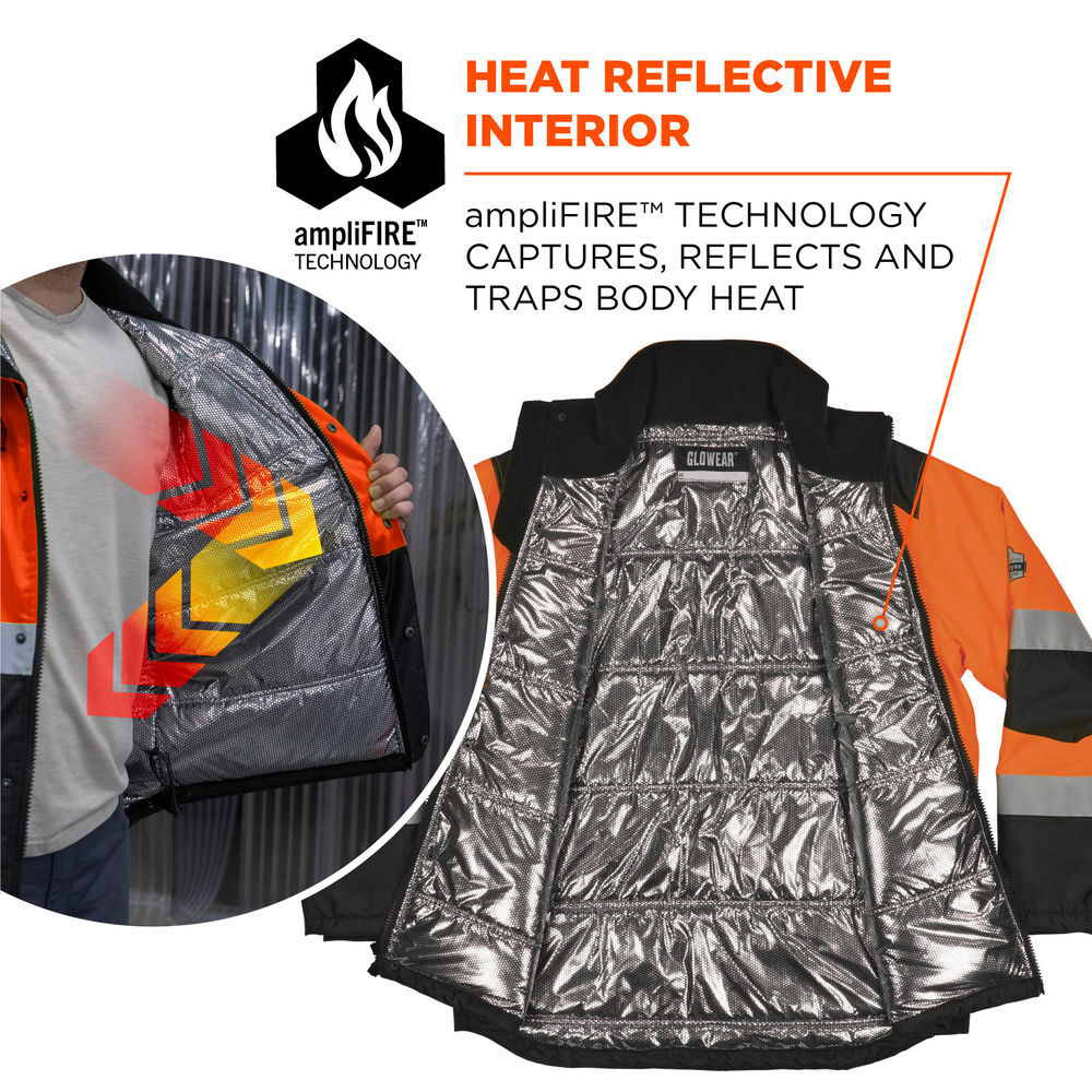 Ergodyne 8390 ampliFIRE Lining Class 3 Hi-Vis Jacket Medium Orange, large image number 4
