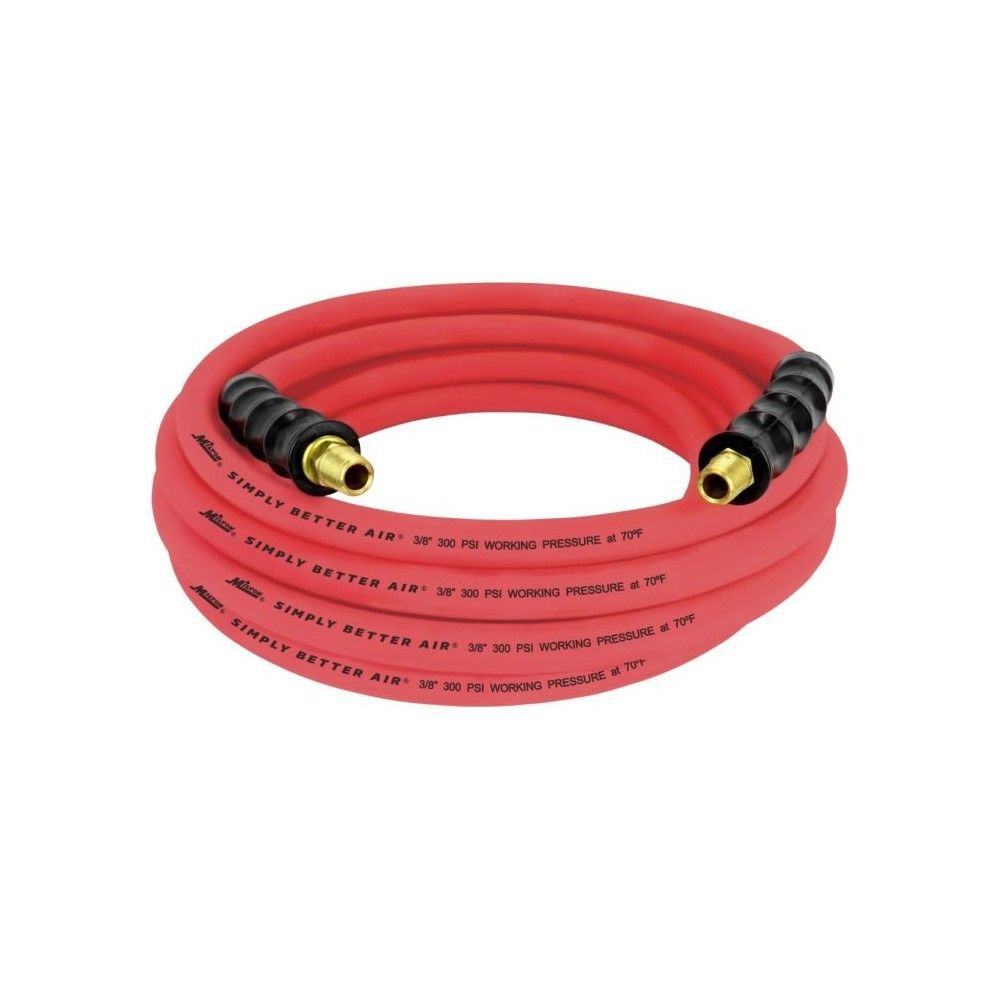 Milton 3/8 Inch NPT Male x 100 Ft Red Ultra Lightweight Rubber Hose, large image number 1
