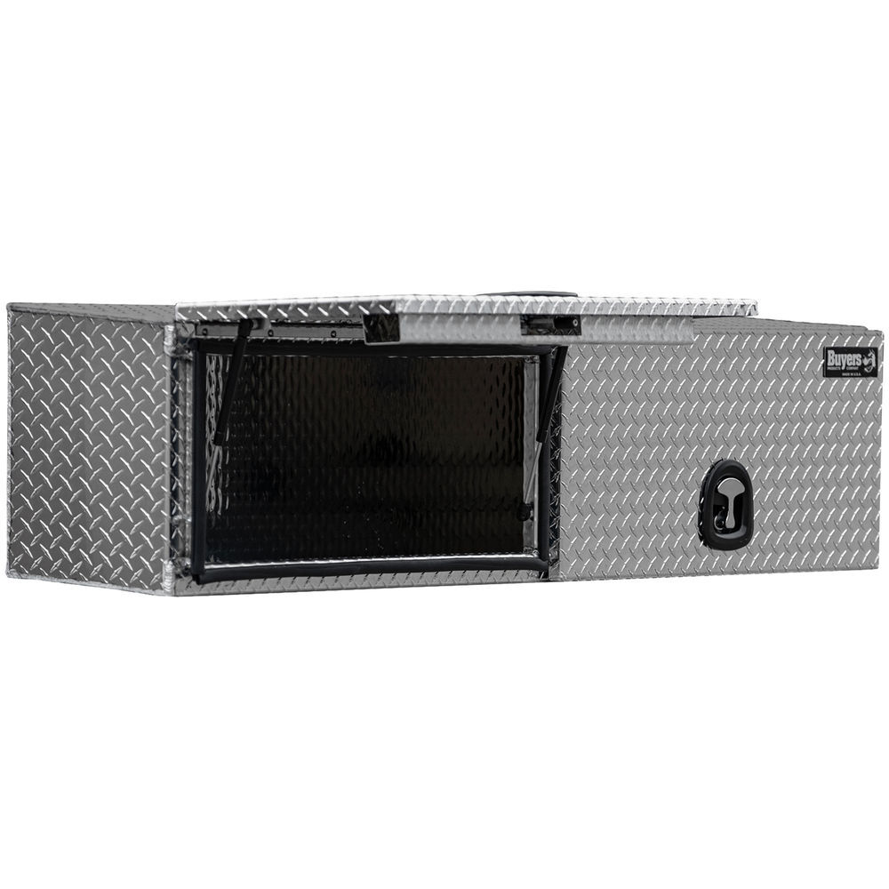Buyers Products Company 18x16x72 Inch Diamond Tread Aluminum Topsider Truck Box with Flip-Up Doors, large image number 3